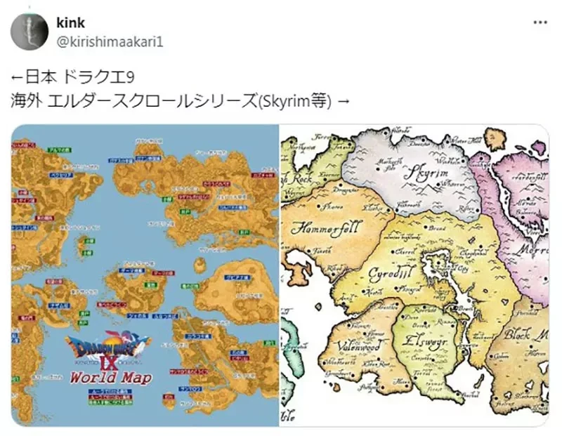 《奇幻作品的世界地图》日本作品都像是左边 欧美作品都像是右边?