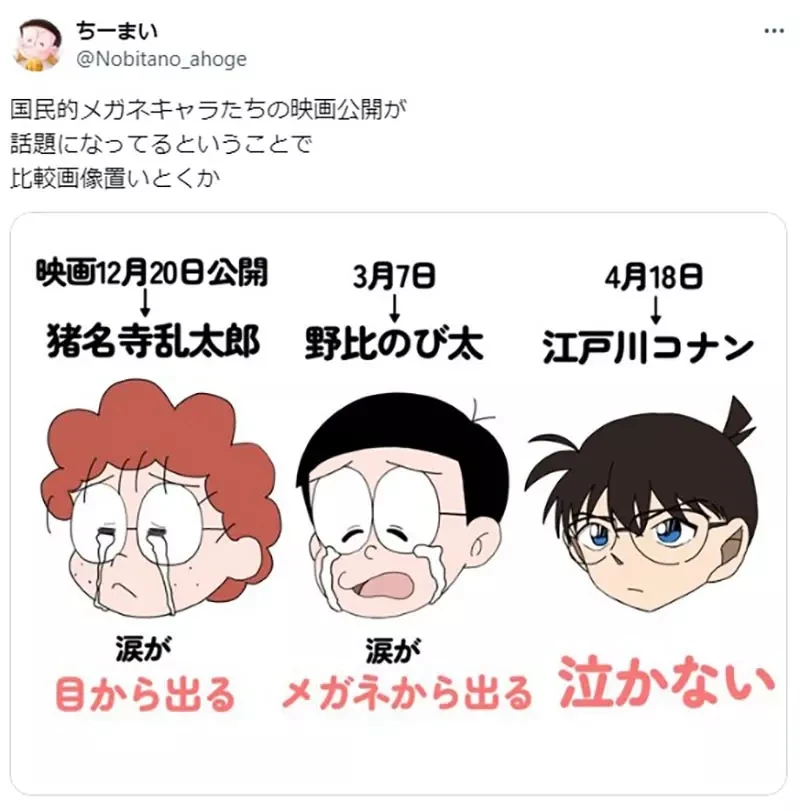 《动漫眼镜角色的哭法》乱太郎、大雄、柯南比一比 同样戴眼镜竟然会差这么多