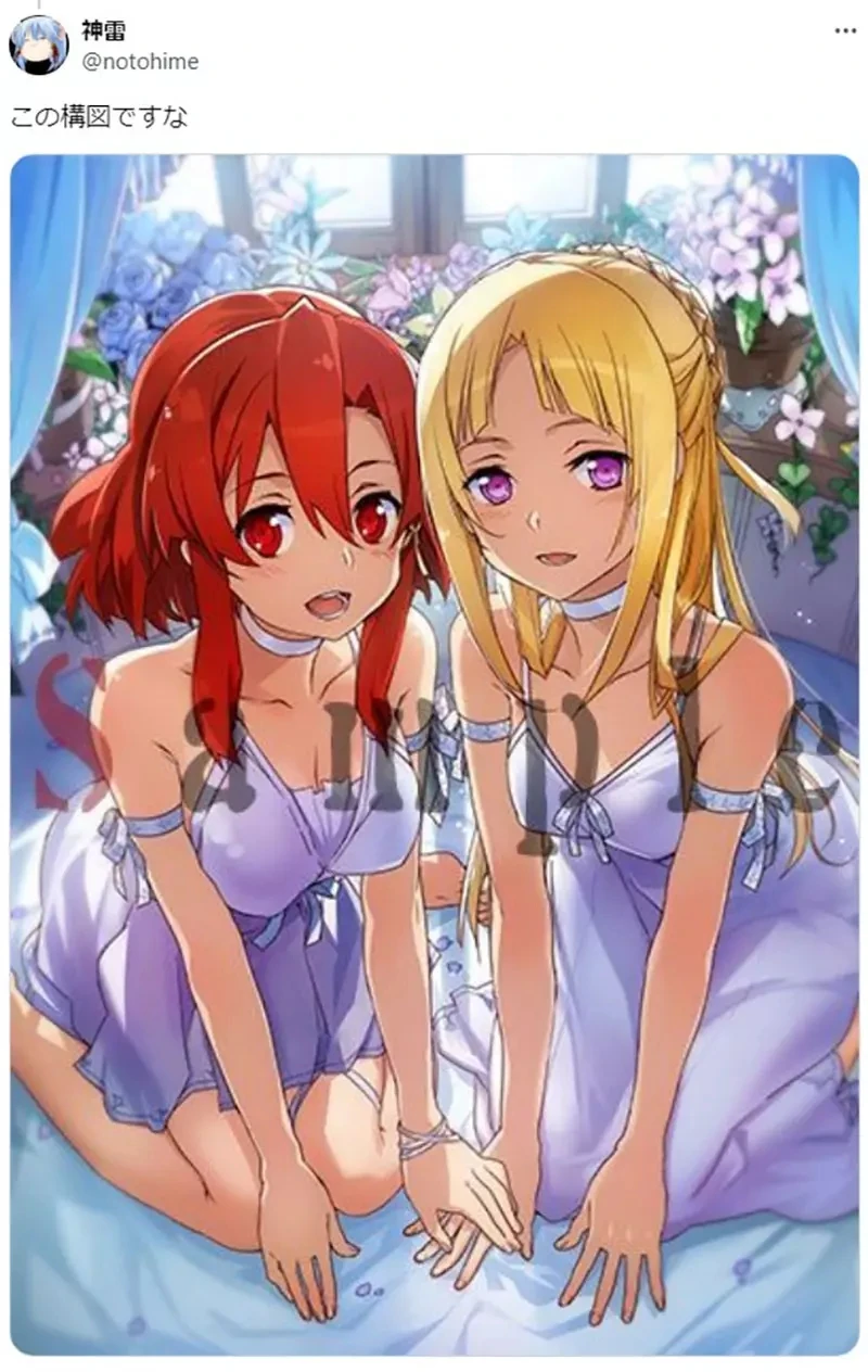 《夹在百合之间的男人》同人志封面画女性面对面就是百合吗?两人的视线可能暗示第三者的存在?