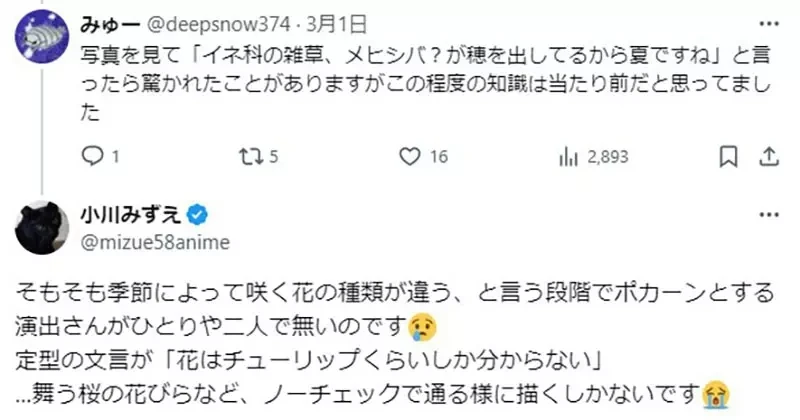 《资深动画师小川みずえ》论动画当中出现的杂草 看气氛画就好还是应该讲究生态呢?