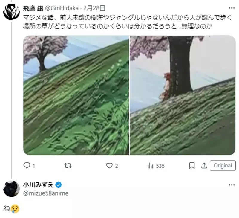 《资深动画师小川みずえ》论动画当中出现的杂草 看气氛画就好还是应该讲究生态呢?