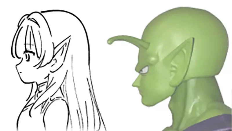 《精灵耳朵的画法》角度不知道怎么画吗?漫画家推荐七龙珠的比克公仔超好用