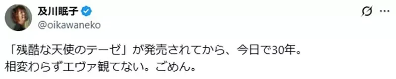 《EVA作词家及川眠子》残酷天使发售至今30年 她依然没看过新世纪福音战士