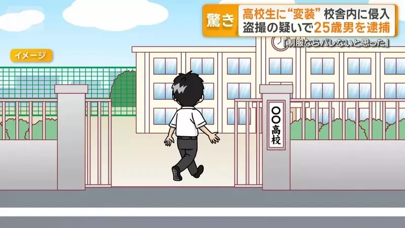 日本上班族打扮成高中生潜入校园 冒充高中生成功拍到女学生的胖次