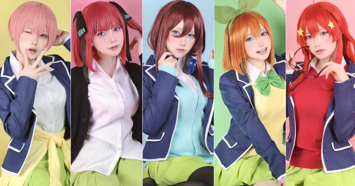 Coser赤濑明里一人扮演《五等分的新娘》中野五姐妹 绝美还原获粉丝大好评