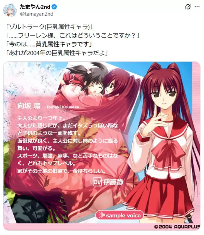 2004年的巨乳角色《ToHeart2的环姐》以现代的标准来说一点都不巨?