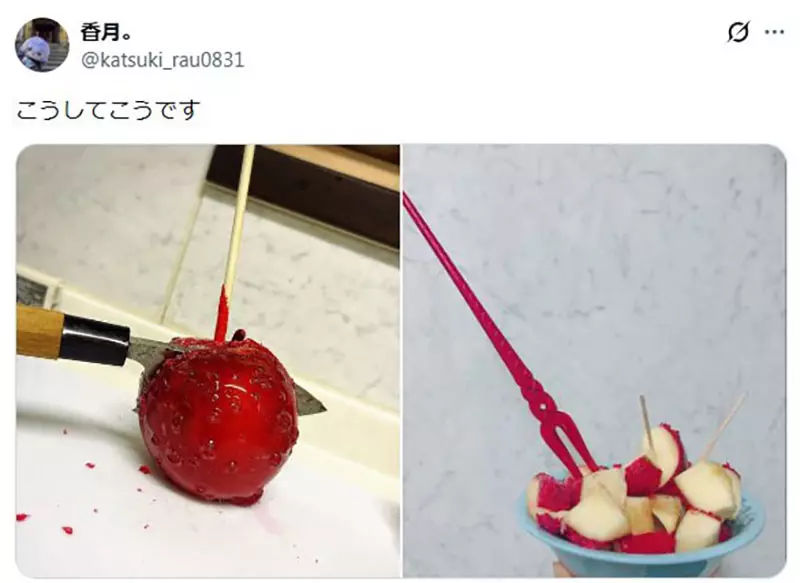 日本夏日祭典常见的《苹果糖》韩国网友好奇到底应该怎么吃？