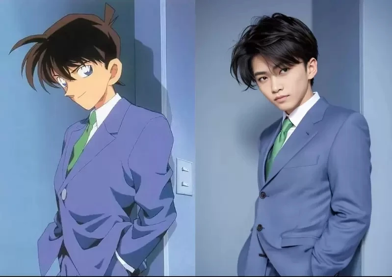 AI技术角色真人化《名侦探柯南》人工智能合理化画面的方式,就是将小兰姐姐头上的角变成建筑钢材