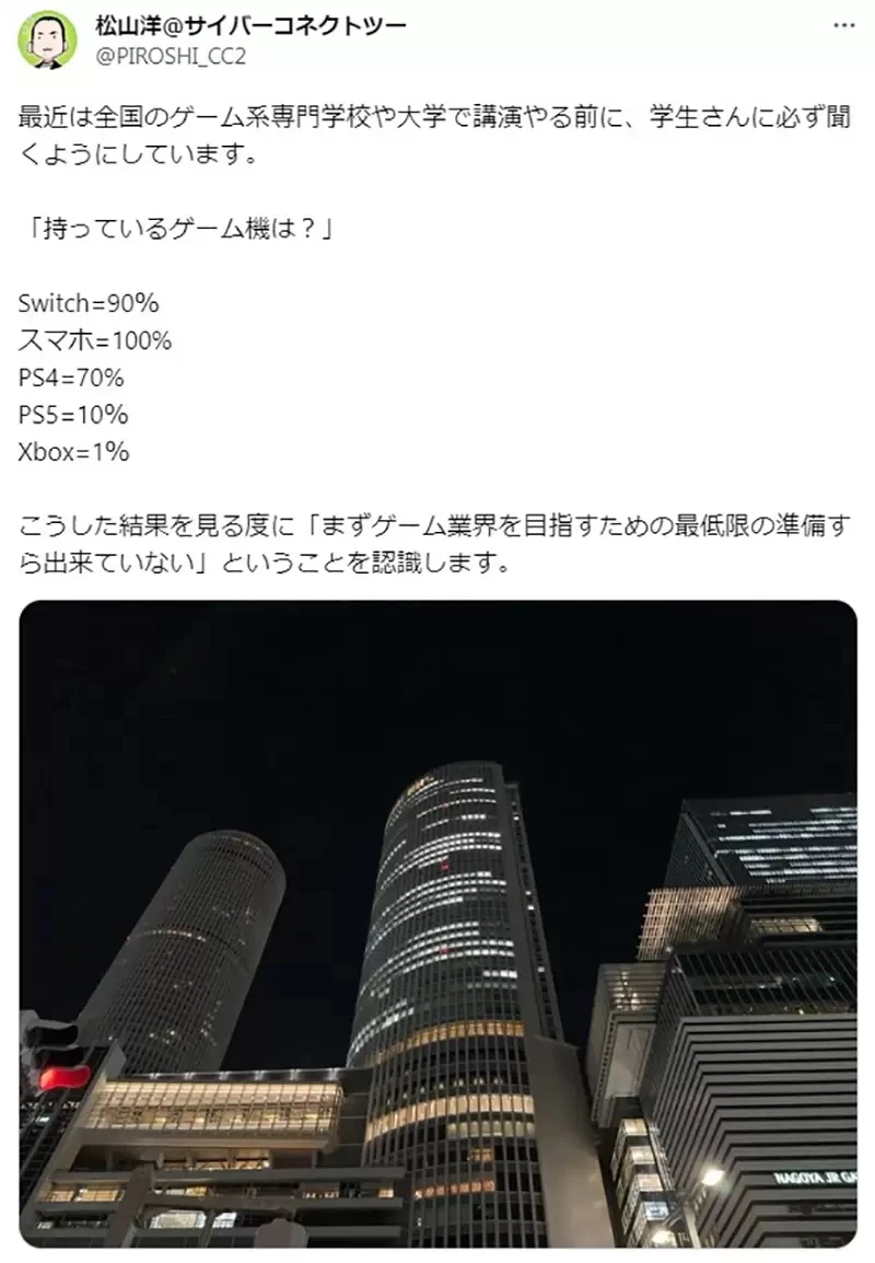 《资深游戏制作人松山洋》痛批游戏专科学生没有游戏主机 凭什么想踏进这个业界？